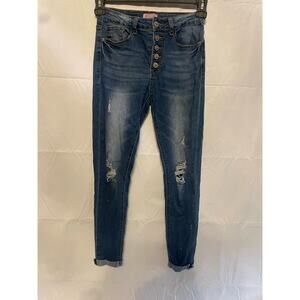 Women's Juniors Size 3 RAW Skinny Stretch Jeans GUC Distressed Cuffed